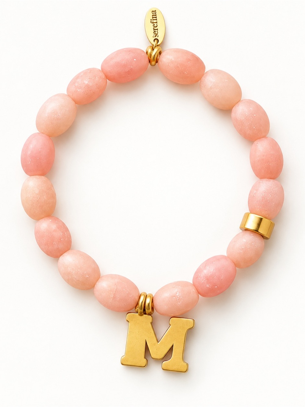 Serefina Anthropologie Pink Beaded Initial M Stretch Bracelet